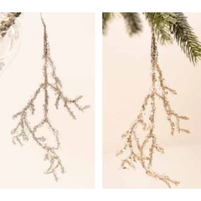La Vida Dekorationsranke, perle blad i enkelt slv eller guld str. H15 cm, 2 ass.